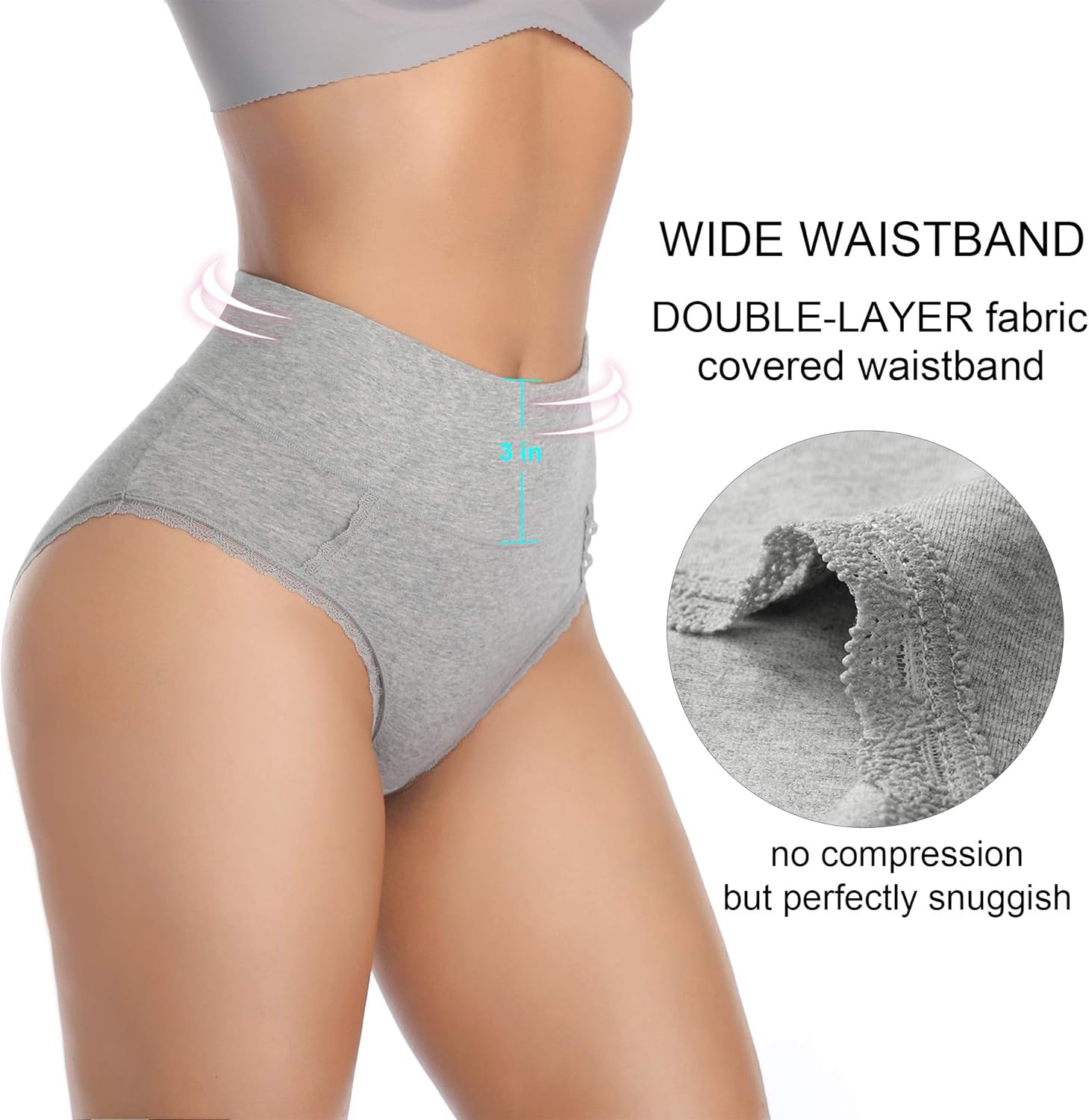 MISSWHO 6-Pack Women's Cotton Underwear, S-4XL High Waisted Full Coverage Comfortable Brief Ladies Underpants Assorted Size at  Women’s Clothing store