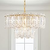 AGV LIGHTING Elegant Glass Chandelier Light Fixture, Modern Vintage Pendant Chandelier Lighting for Dining Room, D18 x H10, 2