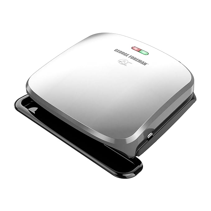 George Foreman 4-Serving Removable Plate Grill and Panini Press, Platinum, GRP3060P best electric grills