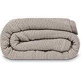 Linteum Textile Supply Leno Weave Taupe Blanket, Twin 100% Cotton, Lightweight, Warm, Fluffy, Premium and Durable Soft & Cozy Bed Blanket for Home, Couch, Sofa & Dorm, All Season Throw [66x90]