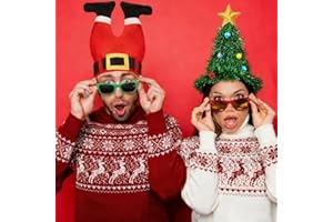 2 Pack Christmas Hats Set – Christmas Tree Holiday Hat & Christmas Santa Pants Hat for Funny, Novelty Adult Christmas Hats