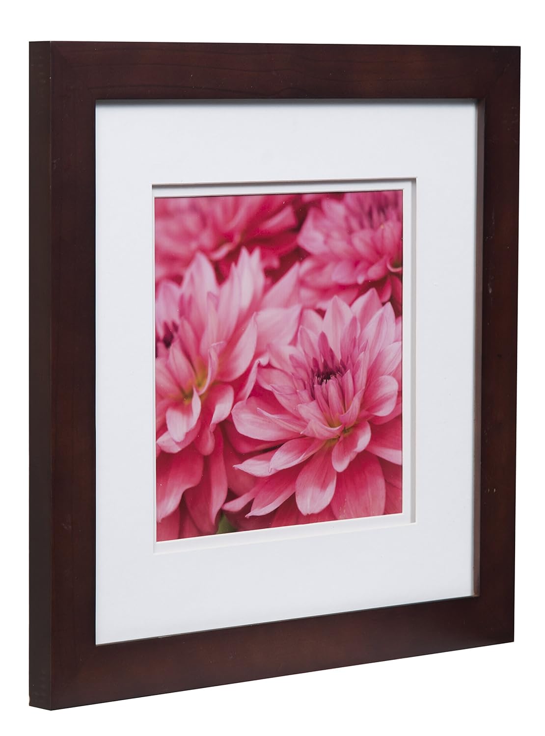 Gallery Solutions Photo 12x12 Flat Walnut Wall Frame with Double White