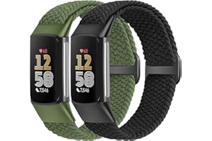 Tiptops Weaving Elastic Band Compatible with Fitbit Charge 6/Charge 5 Band, Breathable Soft Nylon Adjustable Sport Replacemen