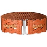 YBEATY Stretchy Belt for Women Elastic Wide Belts Vintage Thick Belts Retro Fashion Women Stretch Waistband with Buckle for Ladies Dresses Coats Trendy Khaki