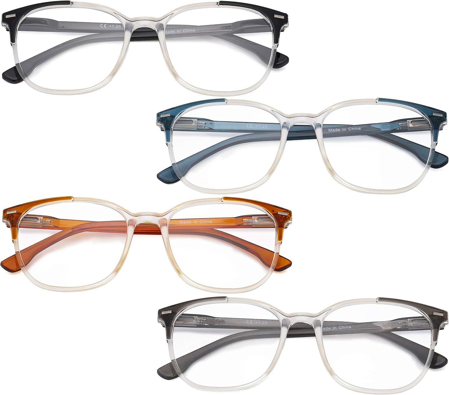 Eyekepper 4 Pack Ladies Reading Glasses Oversized Square Readers for Women Reading +0.75, 4 works Mix - Image 3
