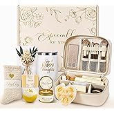 BodyRefresh Birthday Gifts for Women, Christmas Self Care Spa Gift Basket with Empty Makeup Bag, Thinking of You Care Package Gift Box, Get Well Soon Gifts for Women, Mom, Friend, Sister, Gift Set