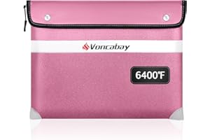Voncabay Upgraded 6400°F Fireproof Waterproof Document Bag, Fireproof Money Bag for Cash with Zipper and Reflective Strips, 14.2" X 11" Fireproof Document Holder Pouch for Cash & Document Safe （Pink）