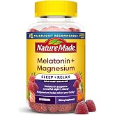 Nature Made Melatonin + Magnesium Gummies, Melatonin 3mg, 50 Gummies | Non-Habit Forming Sleep Aid, Sleep and Relax Support with Magnesium Citrate, Strawberry Flavor, 25 Day Supply