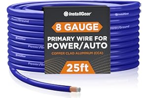 InstallGear 8 Gauge Wire (25ft) Copper Clad Aluminum CAA - Primary Automotive Wire, Car Amplifier Power and Ground Cable, Battery Cable, Car Audio Speaker Stereo, RV Trailer Wiring Welding Cable 8ga