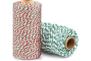 Christmas Twine, Naler 2 Rolls Cotton Twines Strings, 100 Meters Twine Cotton Cord Yarn Twine Cord for Kitchen Baking, Cookin