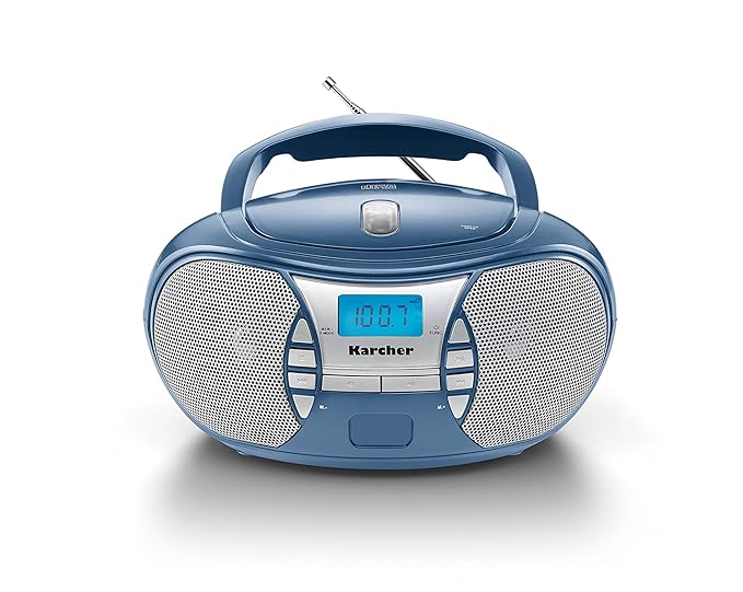Karcher RR 5025-C tragbares CD Radio (CD-Player, UKW Radio, Batterie/Netzbetrieb, AUX-In) blau