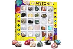 XXTOYS Gemstones Kit for Kid - Rocks Collection 25 Crystal Mineral Natural Box - STEM Science & Educational Toys Make Great K