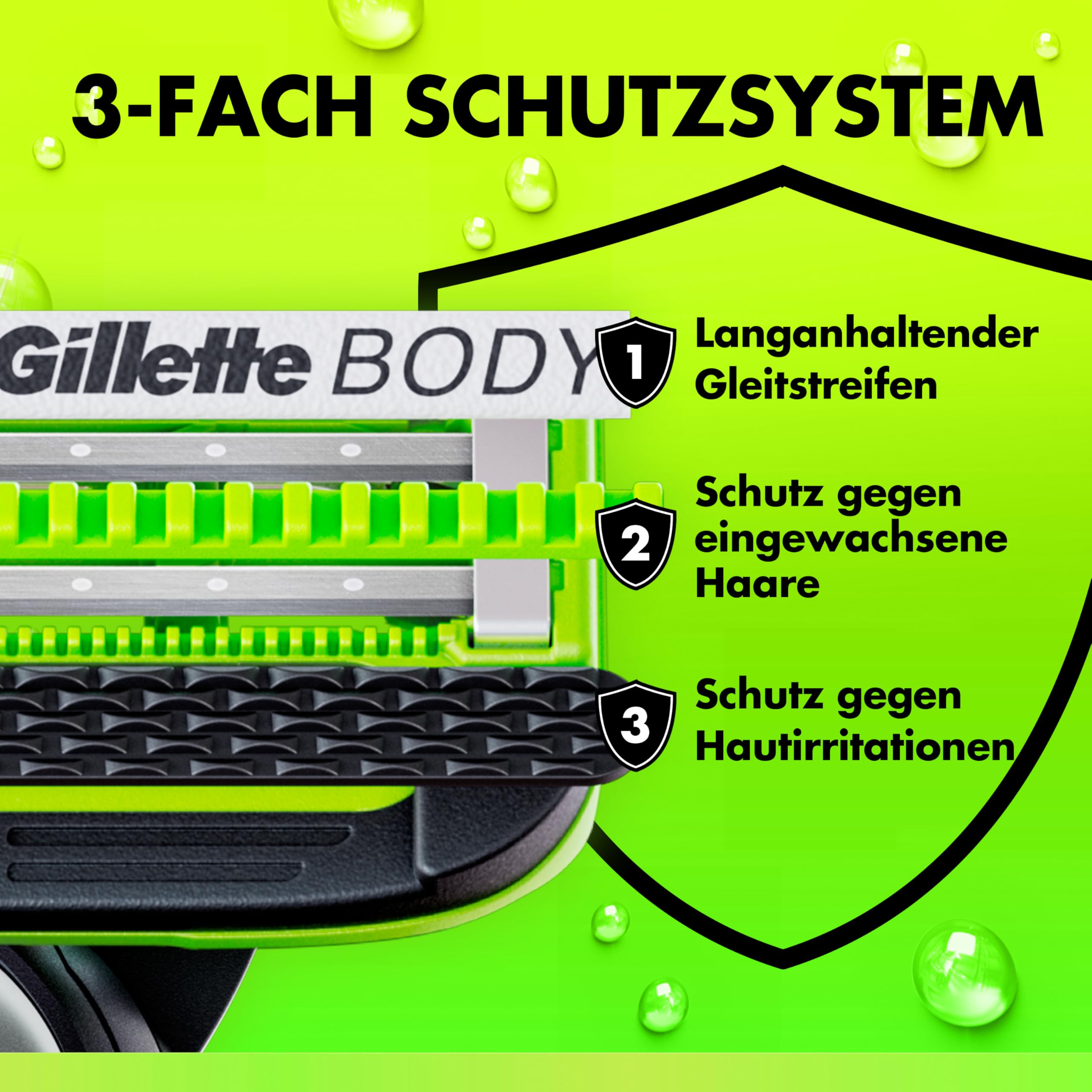 Gillette Labs Body & Intimate Rasierklingen, 16 Original Ersatzklinge, Grün 4