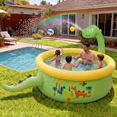 Tasdurian Dinosaur Inflatable Pool Splash Pads for Toddlers Kids | Splash Pads with Sprinkler, Outdoor Blow up Mat, Baby Dinosaur Play Swimming Pool, for Backyard Garden, 69 x 24 in