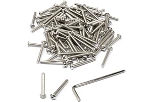 iexcell 100 Pcs M3 x 25mm Thread Pitch 0.5 mm Stainless Steel 304 Hex Socket Button Head Cap Screws Bolts Kit