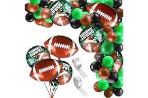 SKYLETY 97 Pieces Football Balloons Set 6 Pieces Football Field Foil Balloons 90 Pieces Latex Balloons and Long Balloon Strip for Sport Themed Football Themed Birthday Party Decorations (Black, Green, Brown)