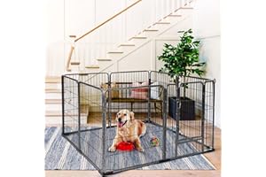 MEDEHOO 8 Panels Dog Playpen Dog Exercise Pen Heavy Duty Dog Fence Portable Puppy Cats Rabbits Playpen Indoor Outdoor (8 Pane