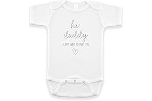PINEAPPLE PANCAKE KIDS Hi Daddy I Can't Wait To Meet You Pregnancy Announcement Infant Bodysuit - Surprise Gift For Dad (White)