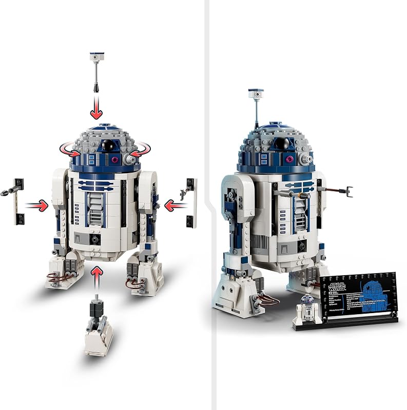 Star Wars 75379 R2-D2 - Giocattolo da Costruire - Figura di Droide da Esposizione con Testa Rotante, Periscopio e Strumenti - Incl. una Minifigure di Darth Malek - Regalo per Bambini da 10 Anni — foto 3 di 8