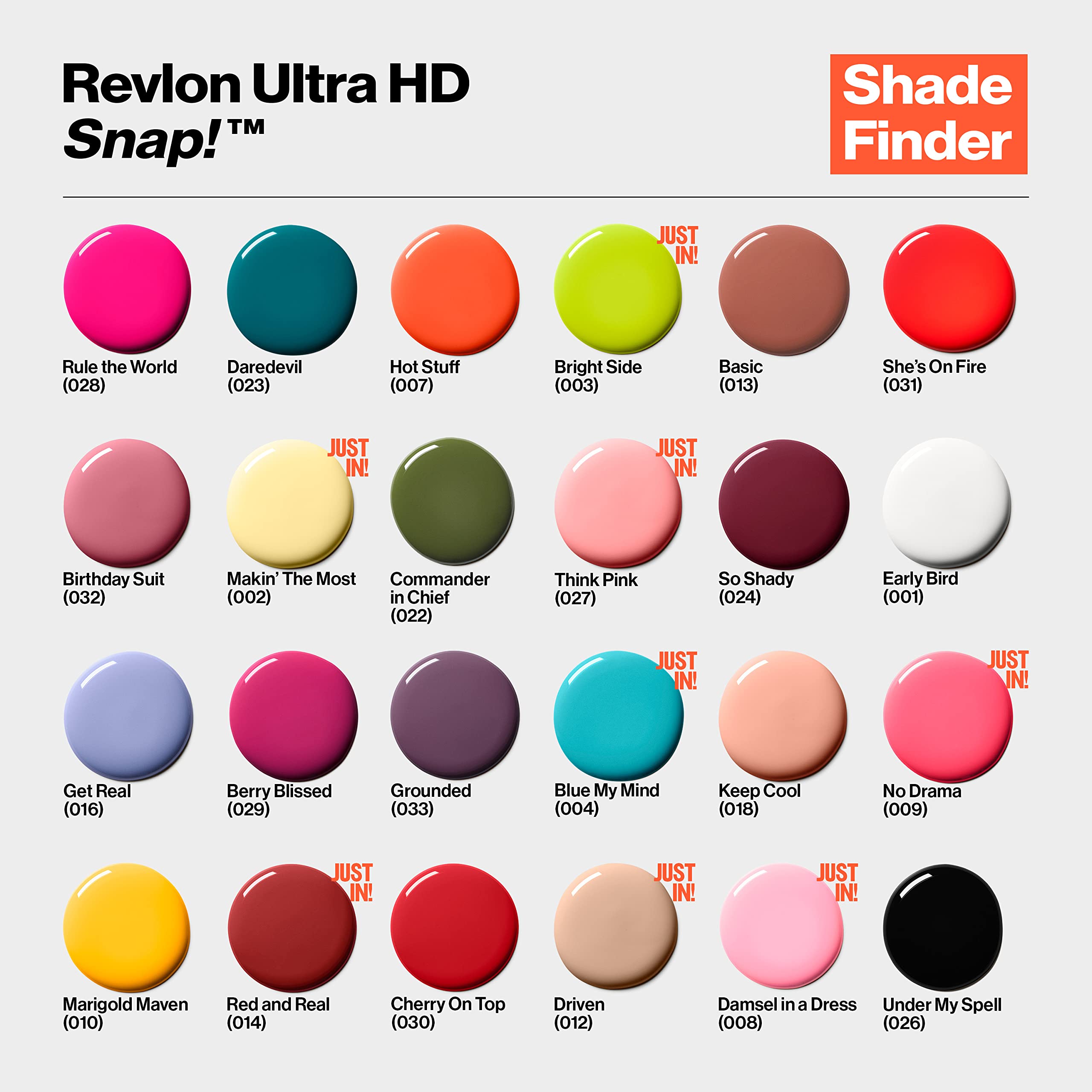REVLON Ultra HD Snap Nail Color, Natural Rich Glossy Polish, 100% Vegan Formula, No Base or Top Coat Needed, 024 So Shady, 0.27 fl oz