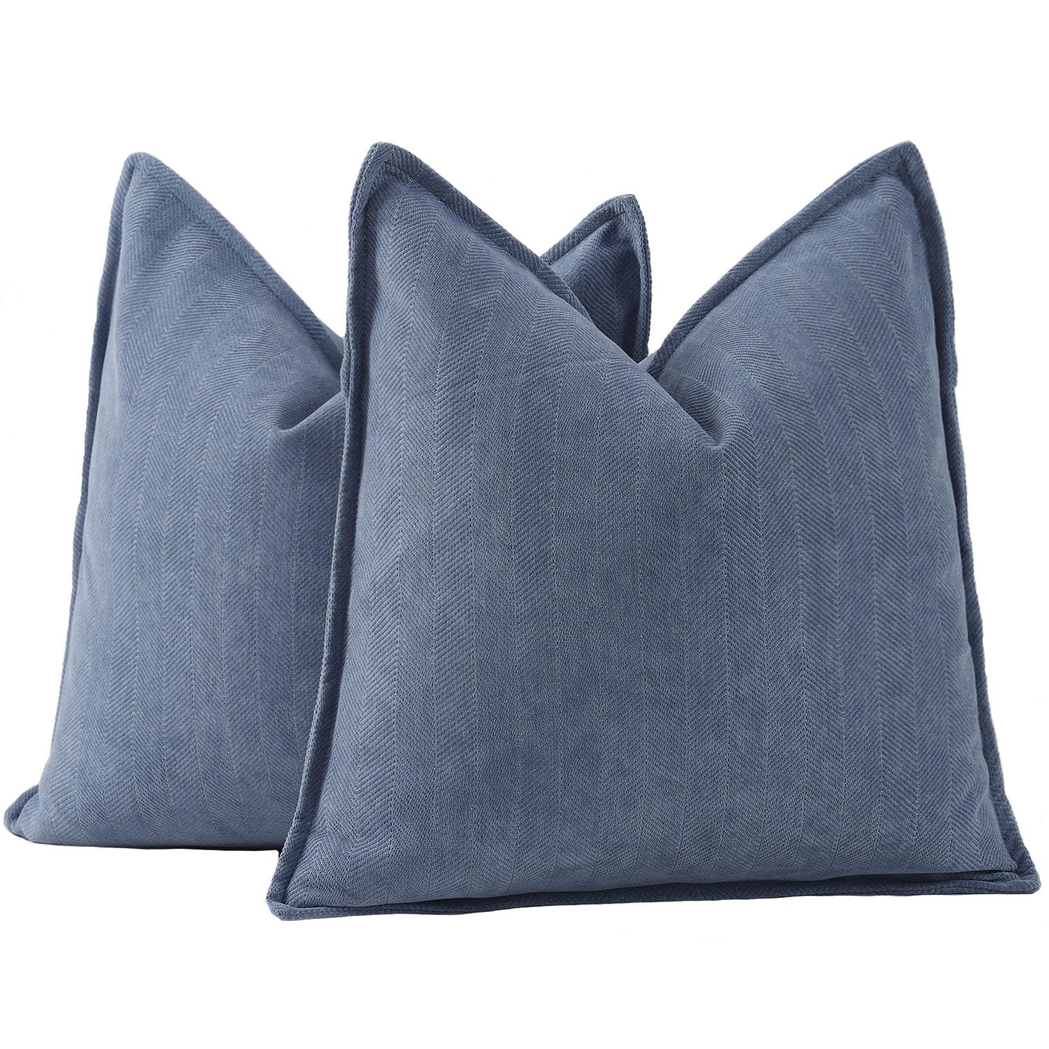 Madizz Textured Chenille Cushion Covers Set of 2 Super Soft Decorative Throw Pillow Covers Boho Pillowcases Modern Home Decor for Sofa Bedroom 22x22 inch, 55x55 cm, Dusty Blue