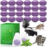 24 Pcs Skunk & Mouse Repellent Outdoor, Natural Peppermint Rodent Deterrent for Mouse, Mice, Skunk, Raccoon, Keep Skunk Away from House, Motor Campers, Attic, Humans & Pets Safe