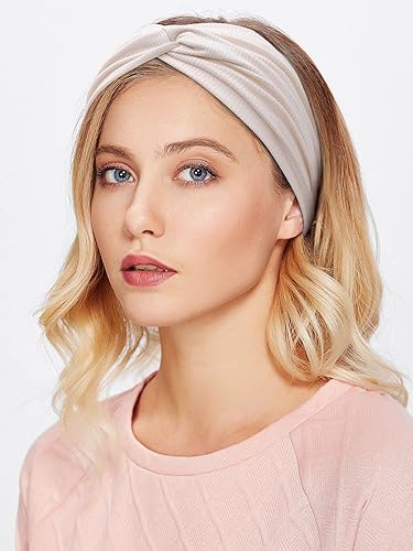 Huachi Boho Knotted Headbands Wide Non-Slip Turban Hair