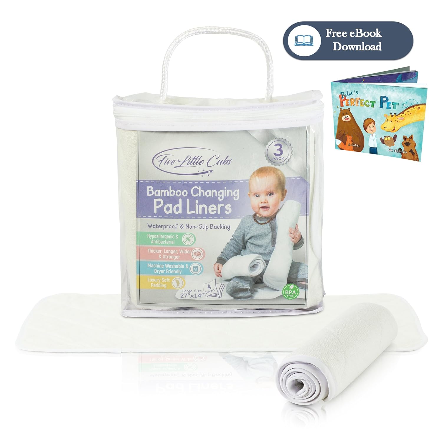 Changing Pad Liners Waterproof Washable Large Diaper