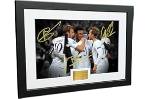 KITBAGS & LOCKERS 12x8 A4 Tottenham Hotspur vs Real Madrid 3-1 Signed Harry Kane Dele Alli Christian Eriksen Spurs Autographed Photo Photograph Picture Frame Soccer Gift