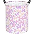 ACMUUNI Butterfly Storage Basket Canvas Clothes Baby Laundry Hamper Pink Gift Laundry Bins Storage Hamper for Kids Boys and Girls Room Decor