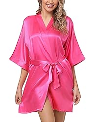 The Bund womens Pure Colour Short Kimono Robes with