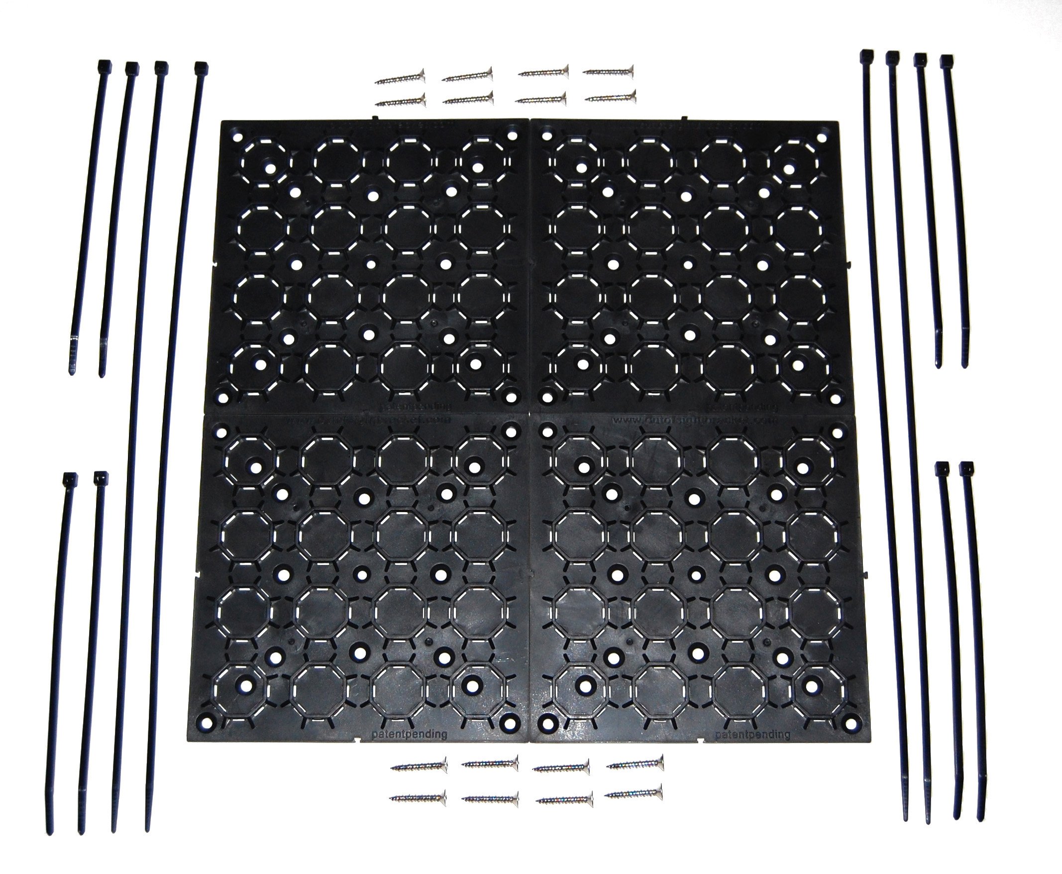 Out Of Sight Brackets Universal, Adjustable Bracket Kit With Cable Organizer For Flat Panel Tv, Under Desk Wire Management, Hiding Cords & More 4-Pack (4, Black)