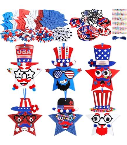Patriotic Stickers - 1800 PCS, 20 Sheets Red, White & Blue Glitter Star Stickers for 4th of July, Independence Day, Classroom, DIY Crafts & Party Decorations