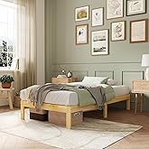 Novilla 12 Inch Wooden Twin Bed Frames, Classic Solid Wood Platform Bed Frame Twin Size, Sturdy Wood Slat Support, No Box Spring Needed, Easy Assembly, Pine