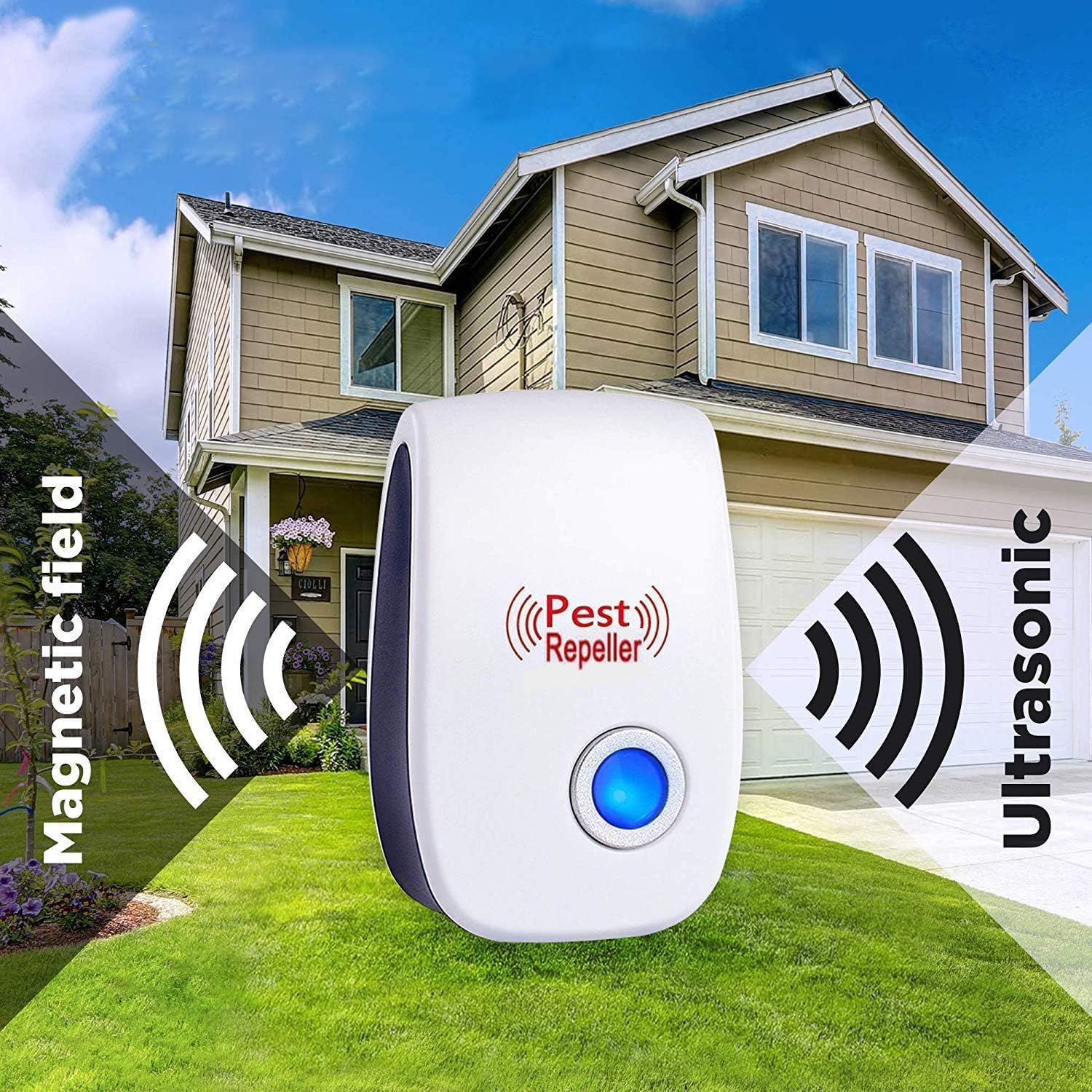 GoldTech Ultrasonic Pest Repeller 6 Pack 2020 Upgraded 100% Safe Electronic Pest Control Ultrasonic Repellent Indoor Plug-in Repellent for Bed Mosquitos, Mice, Cockroach, Spider, Ant, Bug and Insect: Health & Personal Care