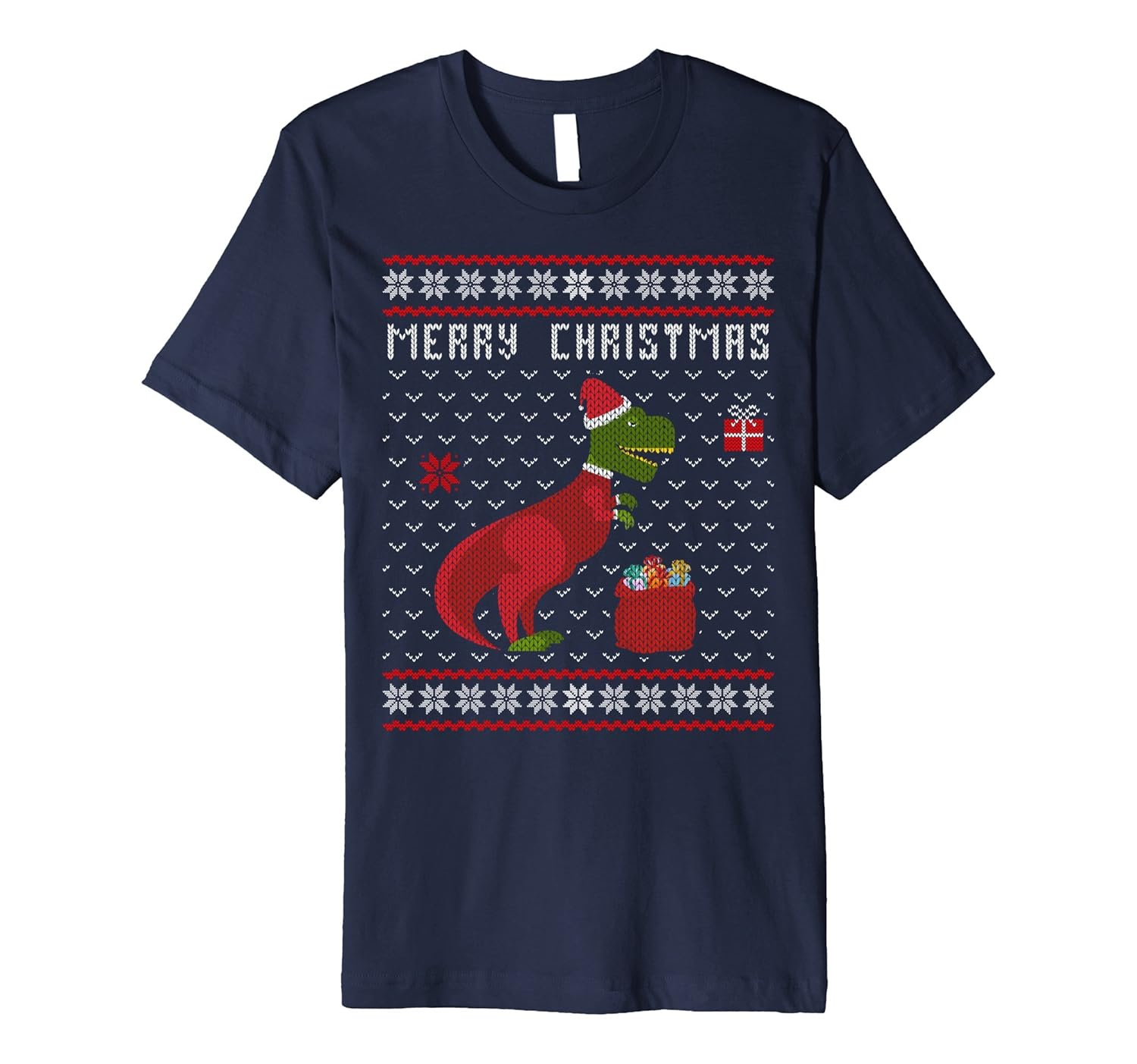 Merry Christmas Dinosaur Ugly Christmas Sweater T-Shirt-ANZ