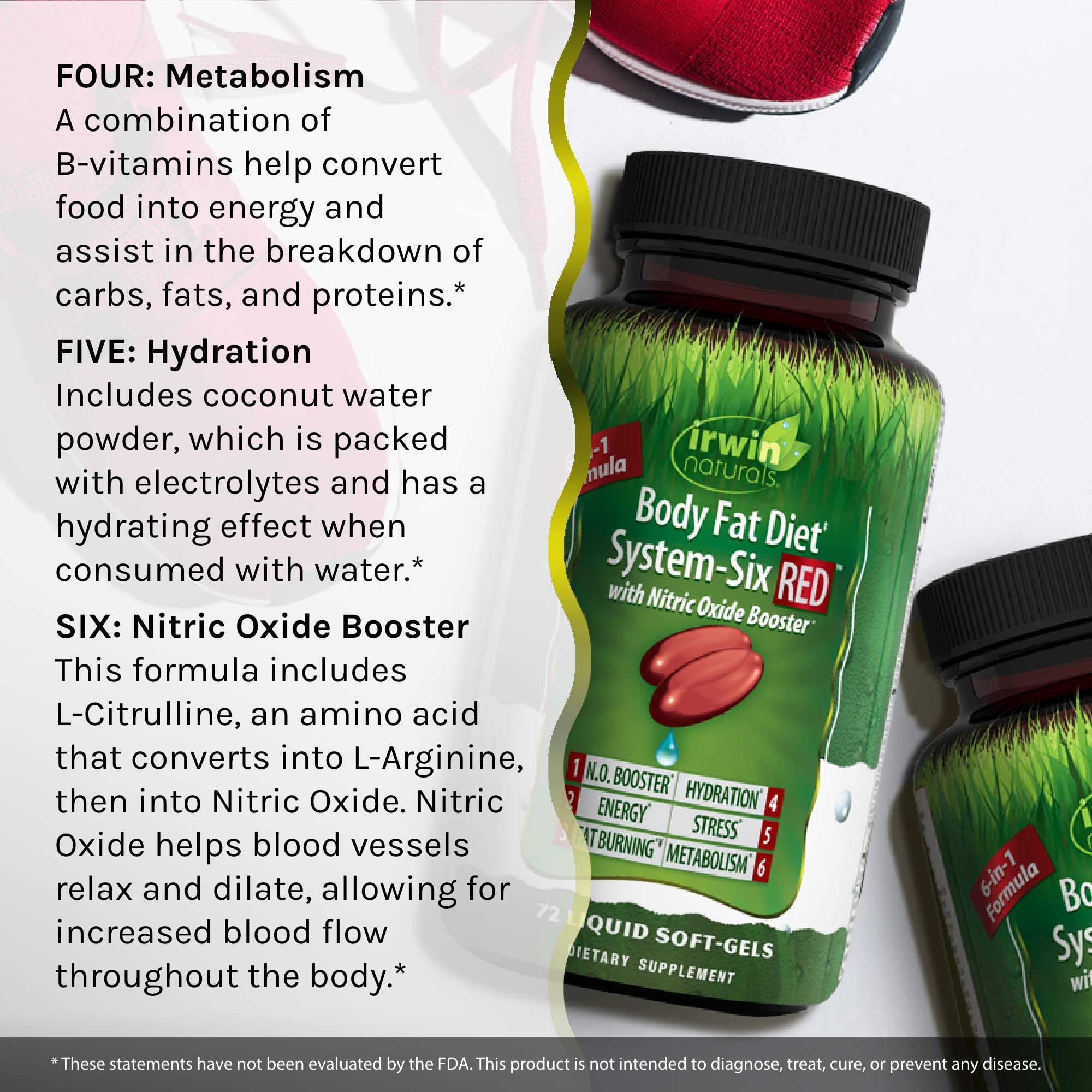 Irwin Naturals Body Fat Diet System-Six RED - 72 Liquid Soft-Gels, 6-in-1 Formula for Weight Management with Nitric Oxide Booster - 24 Total Servings