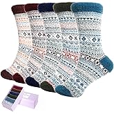 ICEIVY Socks Women, Soft Knit Wool Winter Thick Warm Cabin Fuzzy Crew Women Socks 5 Pack