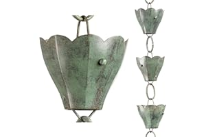 Good Directions 463V1-8 Tulip Rain Chain 8-1/2 Feet Long, 13 Extra Large Cups, 100% Blue Verde Pure Copper