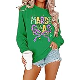 SFHFY Mardi Gras Sweatshirt Women: Fat Tuesday Shirts Carnival Outfit Mask Graphic Pullover New Orleans Party Top