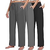 Kivdol 3 Pack Women's Lounge Pants Cozy Wide Leg Lounge Pants with Pockets Loose Flowy Yoga Sweatpants Workout Comfy Jogger