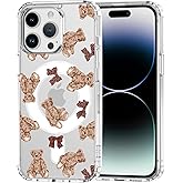 Idocolors Teddy Bear Case for iPhone 16, Compatible with MagSafe, Bear Bow Magnetic Phone Case, Crystal Clear Slim Fit Soft Transparent Shockproof Phone Cover for Women Girls