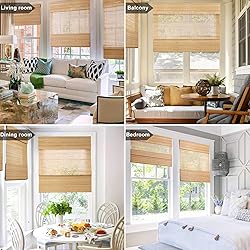 LazBlinds Cordless Bamboo Roman Shades, Light