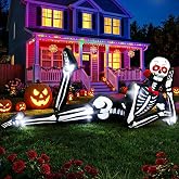 AerWo 12FT Halloween Inflatables, Lounging Inflatable Skeleton Outdoor | Giant Skeleton Inflatable Halloween Decorations, Halloween Blow Ups with Glowing Red Eyes, LED Lights for Yard, Roof, Outdoor