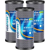 ICEPURE 10" x 4.5" Whole House Sediment Activated Carbon Water Filter 3Pack | 1 Micron CTO10BB Replacement for any 4.5" x 10" Cartridge, Dupont WFHDC8001, GE FXHTC FXHSC GXWH40L GXWH35F GNWH38S, CB-BB-10