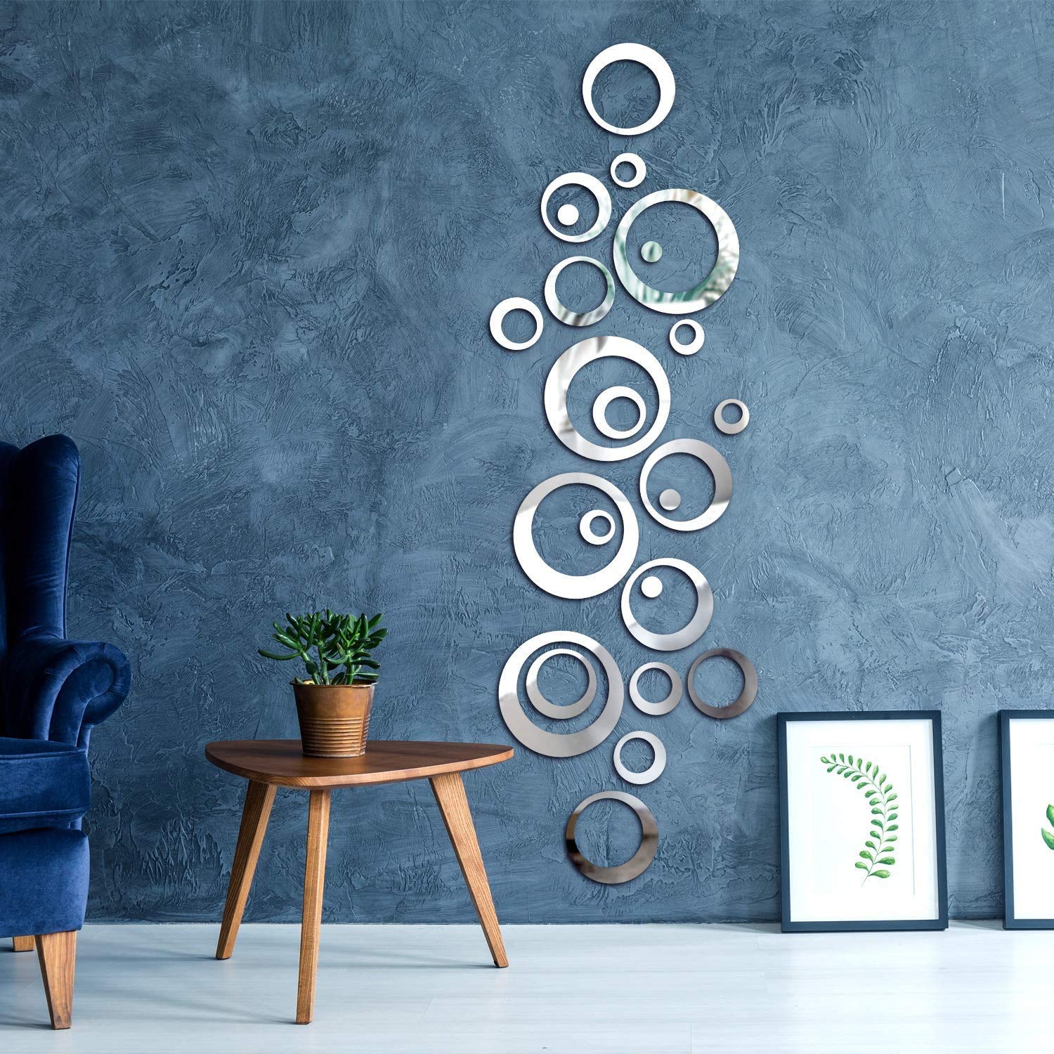UNKNOW Removable Wall Sticker Decal Acrylic Mirror Setting for Home Living Room Bedroom Decor (24 Pieces)