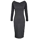Peach Couture Bodycon Bodice Slim Fit Evening Dress (Large, Solid Grey)