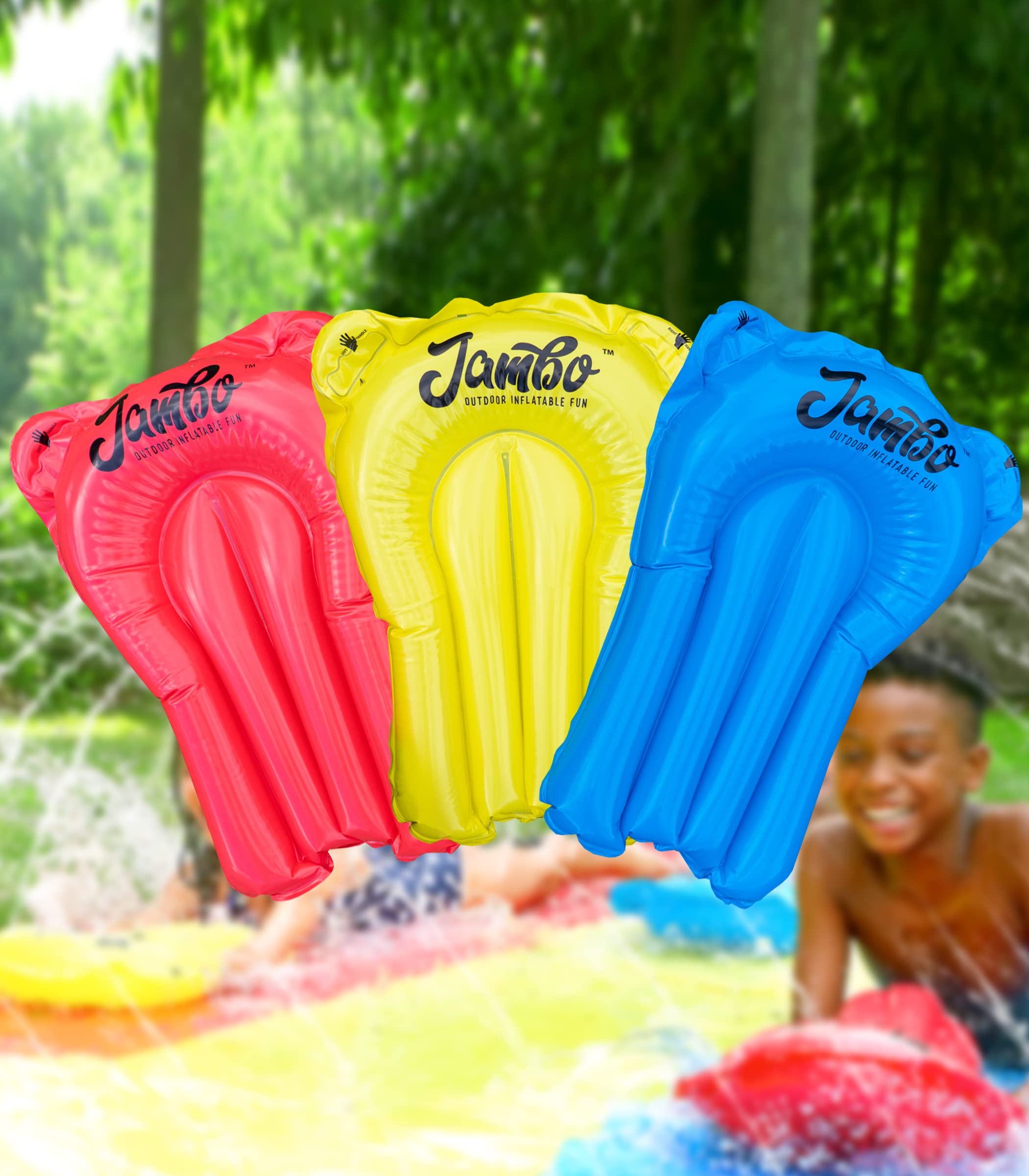 Photo 1 of JAMBO 3 Pack Inflatable Body Boards for Water Slides, Boogie Boards for Pool, Lake & Slip Slides, Lightweight Floating Water Toys for Kids & Adults