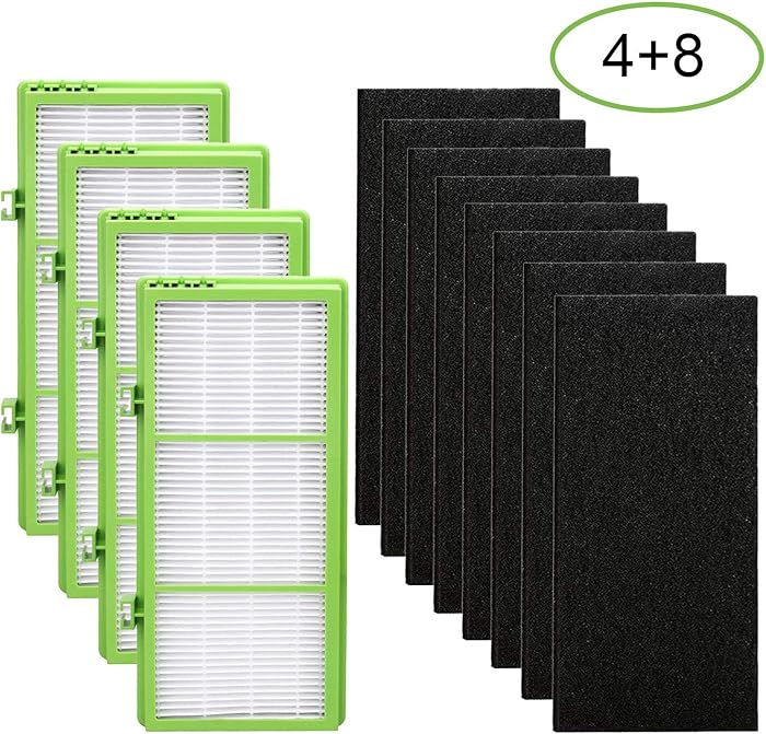 IOYIJOI Air Filter for Holmes Aer1 Series Total Air Cleaner, Replacement Parts # HAPF300AH-U4R, HAP242-NUC (4 HEPA True Filter Replacement + 8 Booster Pre Filter)