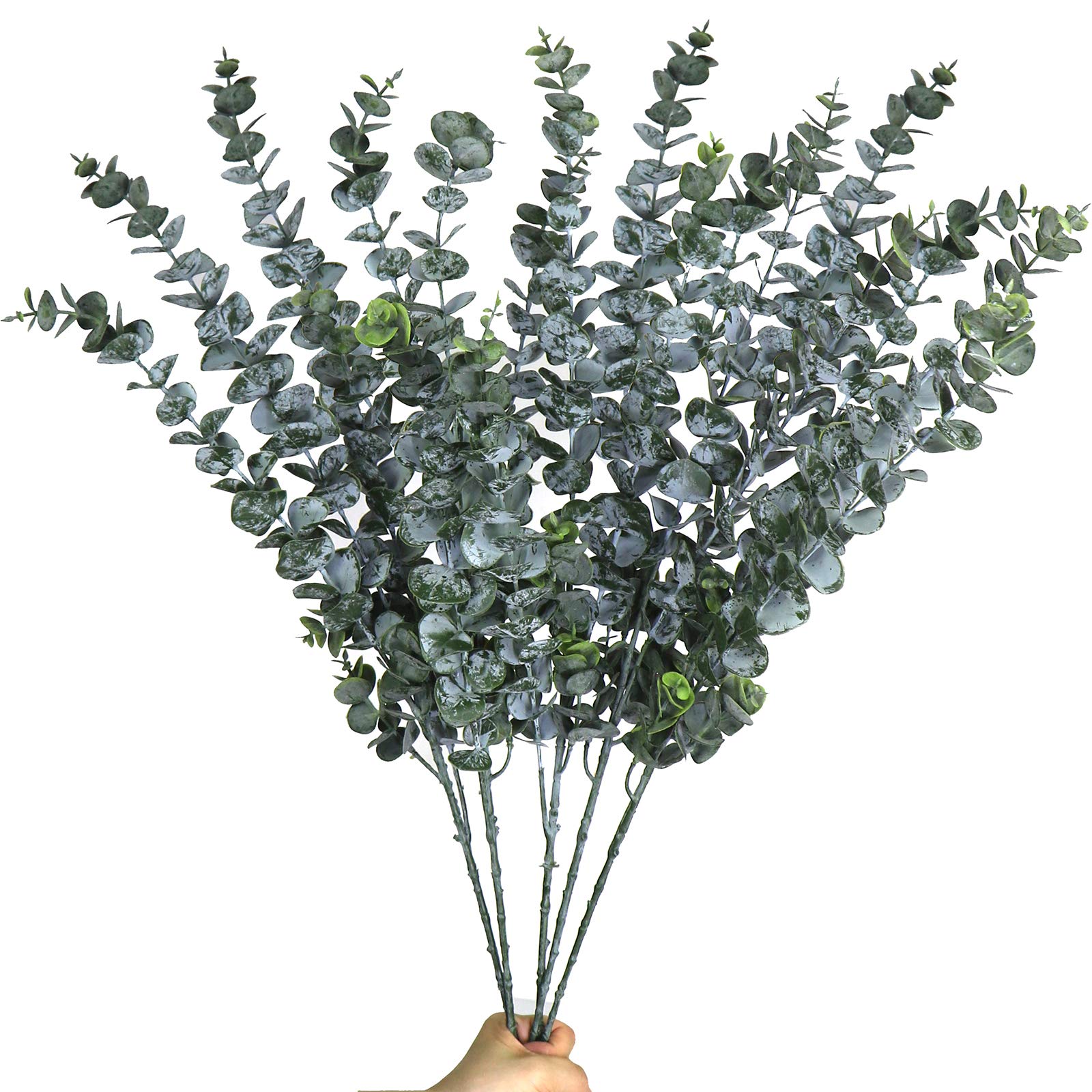 Ollain 5 Pcs Artificial Eucalyptus Greenery Stems Plants 29.5" Tall Fake Eucalyptus Leaves Spray Silver Dollar Eucalyptus Branches Plant for Home Garden Office Store Decoration